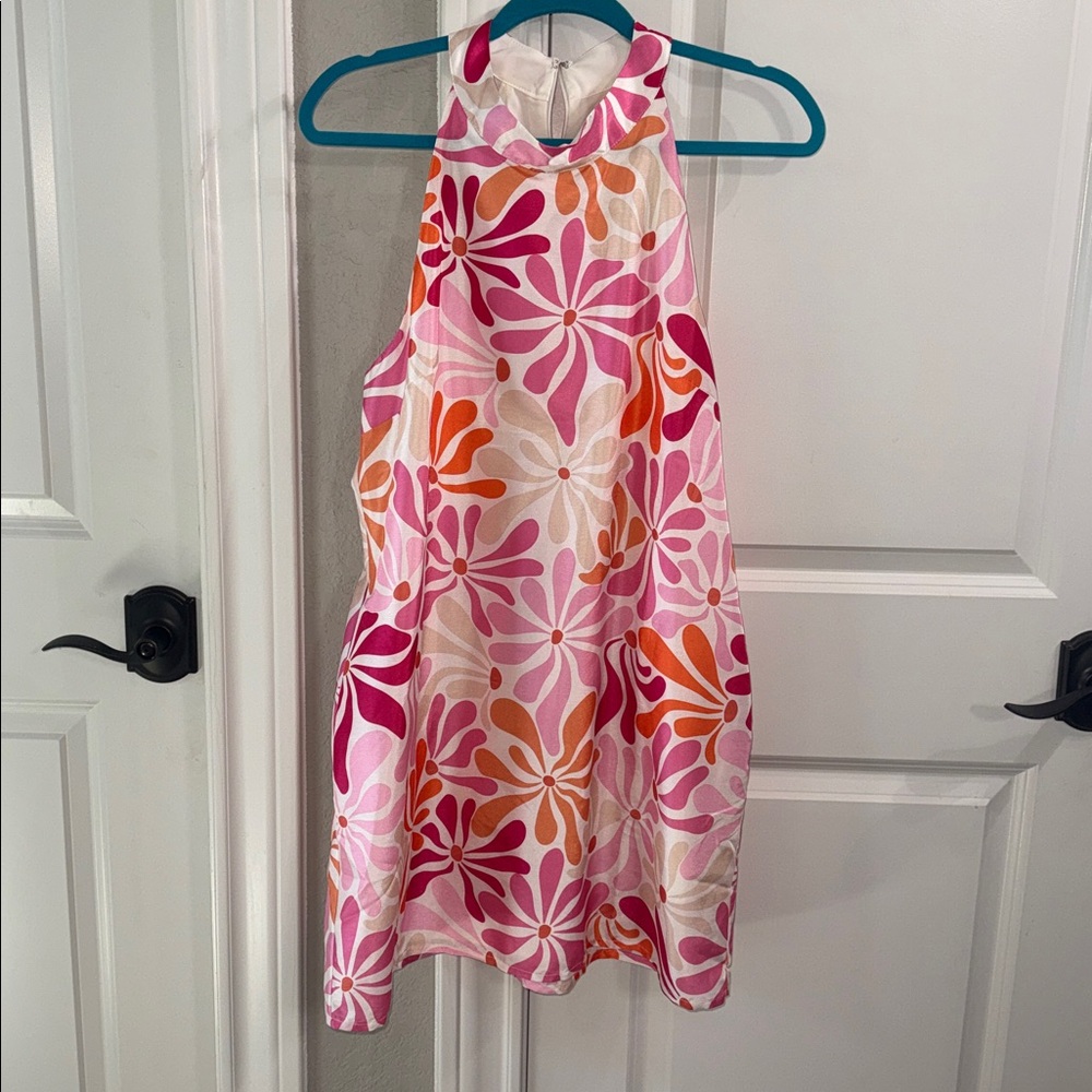 NWT Hutch Pink and Orange Floral Halter Midi Dress